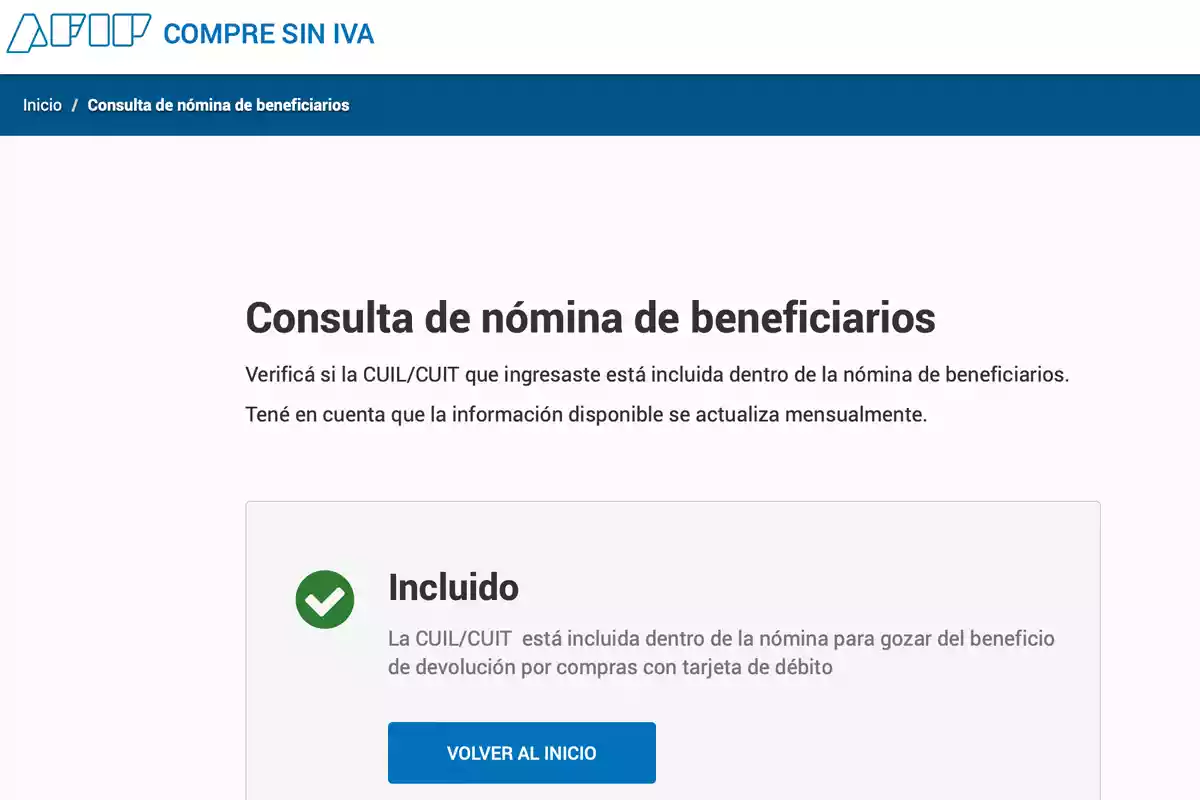 Beneficiario Compre sin IVA